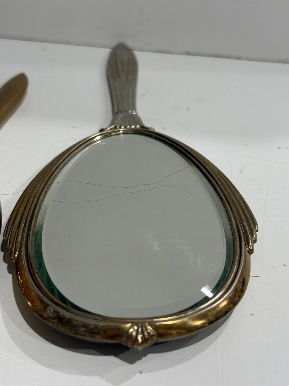 Vintage Art Deco Vanity Set Mirror & Brush Black Gold 1920’s